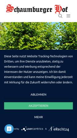 Vorschau der mobilen Webseite schaumburger-hof.de, Schaumburger Hof