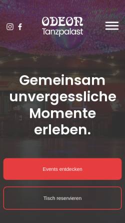Vorschau der mobilen Webseite www.odeon-tanzpalast.de, Odeon Tanzpalast