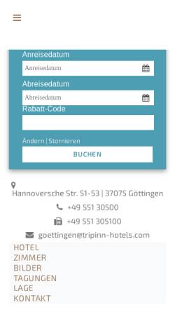 Vorschau der mobilen Webseite www.astoria-goettingen.de, Hotel Astoria