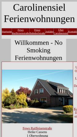 Vorschau der mobilen Webseite www.carolinensiel-urlaub.de, Ferienwohnung in Carolinensiel