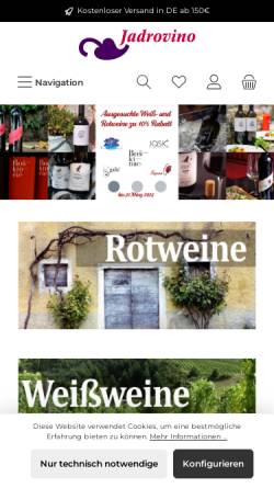 Vorschau der mobilen Webseite www.jadrovino.de, Weinhandel Gerhard Lzicar