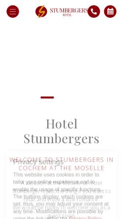 Vorschau der mobilen Webseite www.hotel-stumbergers.de, Hotel - Restaurant Stumbergers
