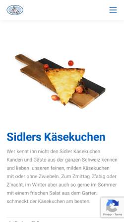 Vorschau der mobilen Webseite www.kaesekuchen.ch, Sidlers Käsekuchen bei Bäckerei Nussbaumer