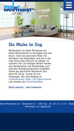 Vorschau der mobilen Webseite www.wesemannag.ch, Maler Wesemann AG, Zug