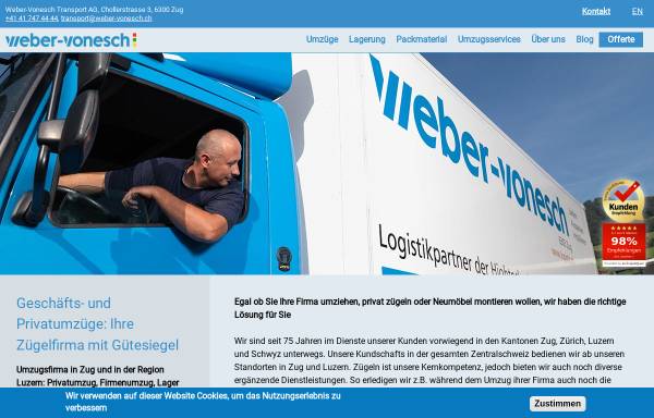 Vorschau von www.weber-vonesch.ch, Weber-Vonesch AG, Zug
