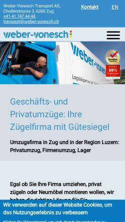 Vorschau der mobilen Webseite www.weber-vonesch.ch, Weber-Vonesch AG, Zug