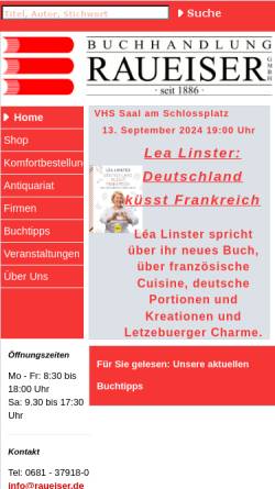 Vorschau der mobilen Webseite www.raueiser.de, Buchhandlung Raueiser GmbH