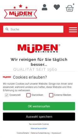Vorschau der mobilen Webseite www.mueden.de, Müden-Reinigung