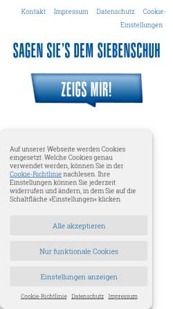 Vorschau der mobilen Webseite www.siebenschuh.de, Werbemittel Siebenschuh