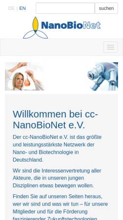 Vorschau der mobilen Webseite www.nanobionet.de, Nanobionet e.V. CC-NanoChem e.V.