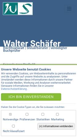 Vorschau der mobilen Webseite www.steuerberater-schaefer.de, Schäfer, Walter
