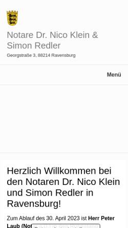 Vorschau der mobilen Webseite www.notar-klein.de, Klein, Dr. Eberhard Notar