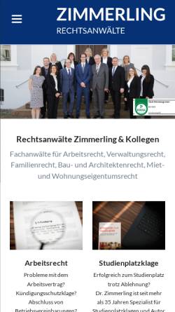 Vorschau der mobilen Webseite www.zimmerling.de, Rechtsanwälte Dr. Zimmerling
