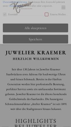 Vorschau der mobilen Webseite www.juwelier-kraemer.de, Fritz Kraemer GmbH und Co. KG