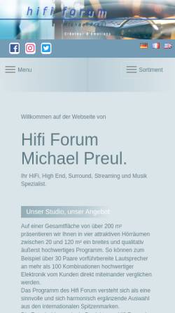 Vorschau der mobilen Webseite www.hififorumpreul.de, Hifi Forum Michael Preul