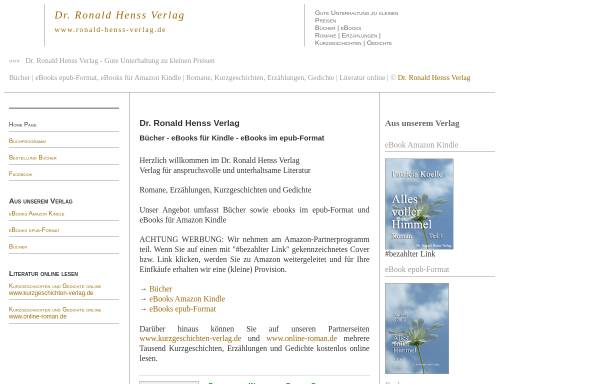 Vorschau von www.ronald-henss-verlag.de, Dr. Ronald Henss Verlag Dudweiler