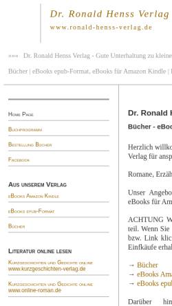 Vorschau der mobilen Webseite www.ronald-henss-verlag.de, Dr. Ronald Henss Verlag Dudweiler
