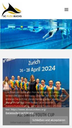 Vorschau der mobilen Webseite scfloesbuchs.ch, Schwimmclub Flös Buchs