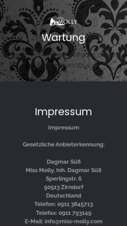 Vorschau der mobilen Webseite www.miss-molly.com, Miss Molly