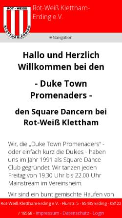 Vorschau der mobilen Webseite www.duketown.iivs.de, Duke Town Promenaders, Abteilung Square Dance in Rot-Weiß-Klettham e. V.
