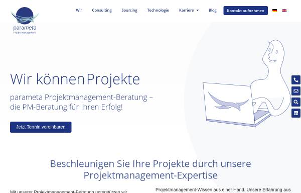 Vorschau von www.parameta.de, Parameta Projektberatung GmbH und Co. KG