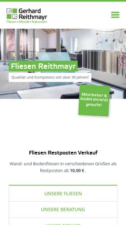 Vorschau der mobilen Webseite www.reithmayr.de, Gerhard Reithmayr - Fliesen, Mosaik und Baukeramik