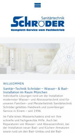 Vorschau der mobilen Webseite www.sanitaer-schroeder.de, Sanitärtechnik E. Schröder GmbH