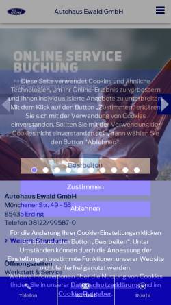 Vorschau der mobilen Webseite ford-ewald-erding.de, Autohaus Ewald GmbH