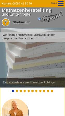 Vorschau der mobilen Webseite www.matratzenherstellung.de, Matratzenherstellung und Vertrieb Strohmeier