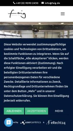 Vorschau der mobilen Webseite faig.de, Karl Faig GmbH