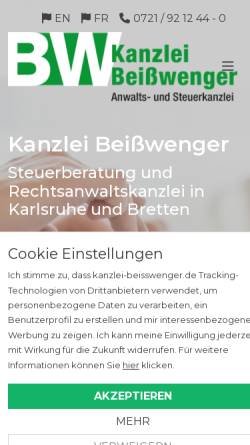 Vorschau der mobilen Webseite www.kanzlei-beisswenger.de, Kanzlei Beißwenger