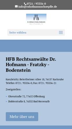 Vorschau der mobilen Webseite www.rahofmannschoepfle.de, Rechtsanwälte Dr. Hofmann & Schöpfle