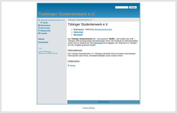Vorschau von www.stuwe-tuebingen.de, Tübinger Studentenwerk e. V.