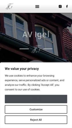 Vorschau der mobilen Webseite www.avigel.de, Akademische Verbindung Igel