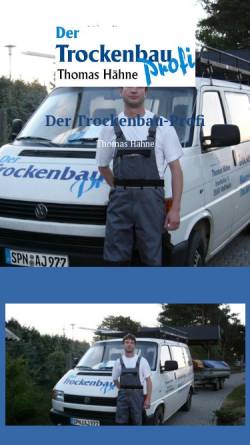 Vorschau der mobilen Webseite www.der-trockenbau-profi.de, Trockenbau Thomas Hähne