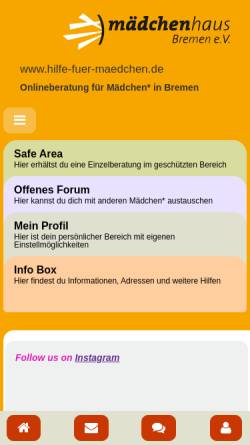 Vorschau der mobilen Webseite hilfe-fuer-maedchen.de, Mädchenhaus Bremen e.V.