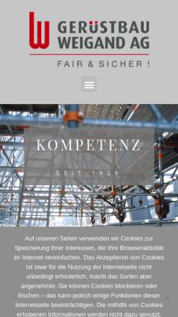 Vorschau der mobilen Webseite www.geruestbau-weigand.de, Gerüstbau Weigand AG
