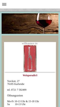 Vorschau der mobilen Webseite www.weinparadies-ka.de, WeinparadieS