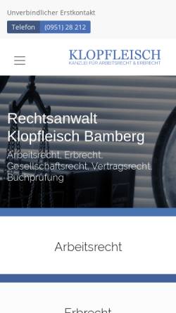 Vorschau der mobilen Webseite rechtsanwalt-bamberg.de, Klopfleisch & Merkel