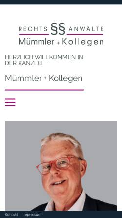 Vorschau der mobilen Webseite www.muemmler.de, Kanzlei Mümmler + Kollegen