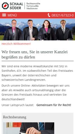 Vorschau der mobilen Webseite www.kanzlei-schaal-soeder.de, Schaal, Söder und Kollegen Rechtsanwälte