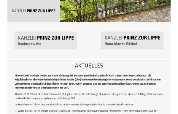 Vorschau von www.lippelaw.de, Kanzlei Prinz zur Lippe
