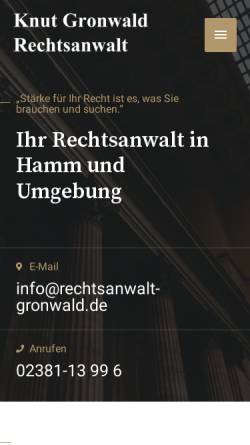 Vorschau der mobilen Webseite www.rechtsanwalt-gronwald.de, Rechtsanwalt Knut Gronwald