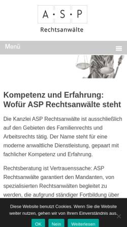 Vorschau der mobilen Webseite www.asp-rechtsanwaelte.de, A.S.P. Rechtsanwälte