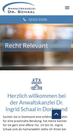 Vorschau der mobilen Webseite www.recht-relevant.de, Rechtsanwältin Dr. Ingrid Schaal