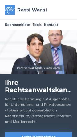 Vorschau der mobilen Webseite rechtsanwaltskanzlei-warai.de, Rechtsanwaltskanzlei & Gütestelle Rassi Warai