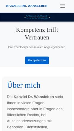 Vorschau der mobilen Webseite www.wansleben.de, Anwaltskanzlei Dr. Rudolf Wansleben