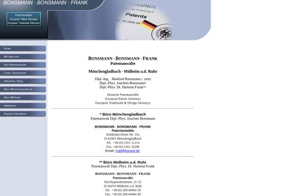 Vorschau von www.bonpat.de, Bonsmann & Bonsmann Patentanwälte