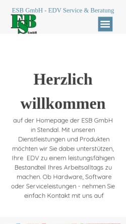 Vorschau der mobilen Webseite www.esb-stendal.de, ESB GmbH EDV Service & Beratung