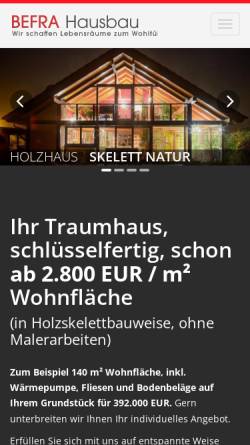 Vorschau der mobilen Webseite www.holzhaus-befra.de, BEFRA Hausbau GbR
